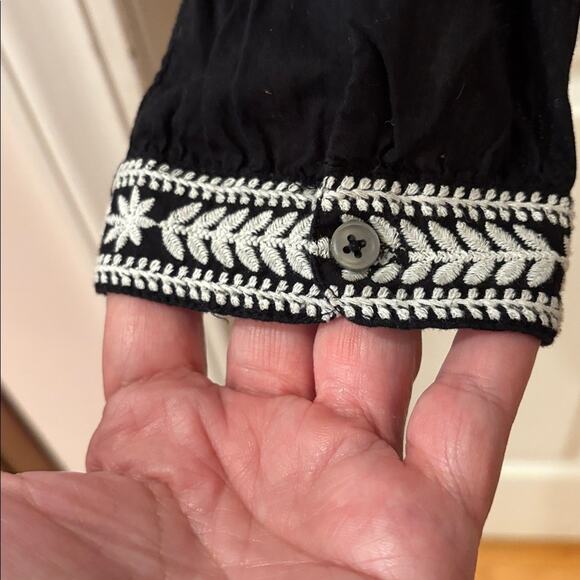 J. Crew Voile Embroidered Black with White Blouse Size S - Picture 8 of 11